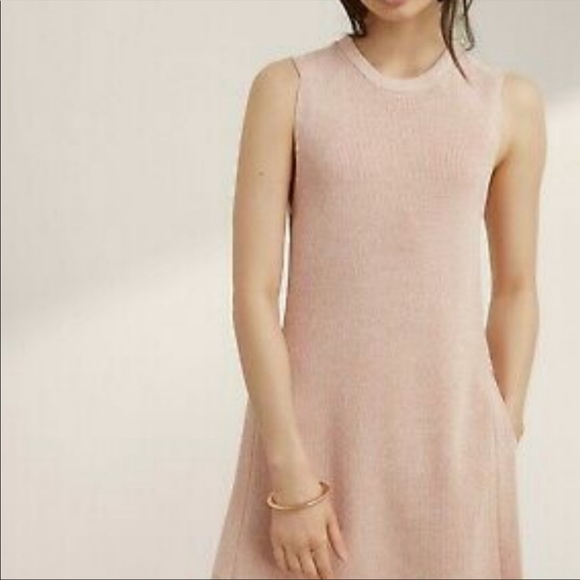 Aritzia Wilfred Pink Palmier Sleevless Knit Long Tunic Split Sides Medium - Picture 2 of 7